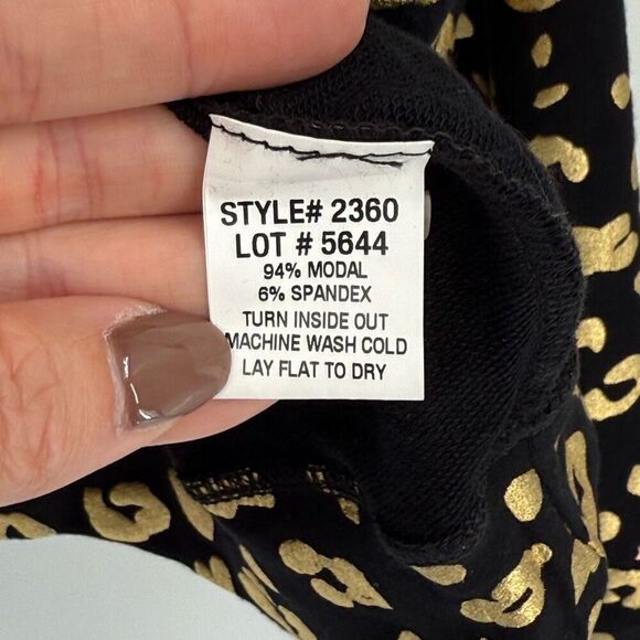 Terez Metallic Foil Cheetah Print Crewneck Sweatshirt Women Large Black Gold NWT - Picture 8 of 8